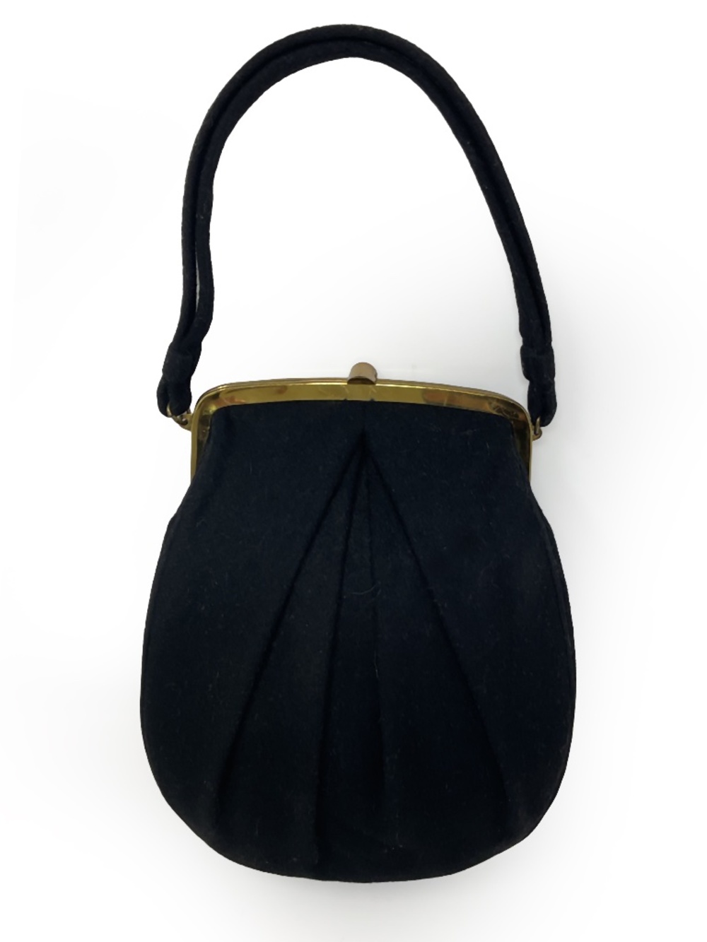 Vintage black pleated cocktail handbag, dating from the 1940s to 1950s, Clean